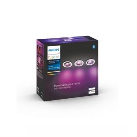 Pachet 3 spoturi incastrate LED RGB inteligente Philips Hue Centura, Bluetooth, GU10, 3x5.7W, 750 lm, lumina alba si colorata, Alb