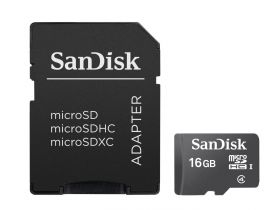 Micro Secure Digital Card SanDisk, 16GB, include adaptor (pentru adaptor)