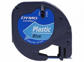 Banda Dymo Letratag DY91225 12mm, plastic albastru