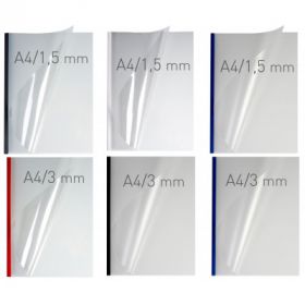 Coperti plastic PVC cu sina metalica  5mm, OPUS Easy Open - transparent cristal/alb