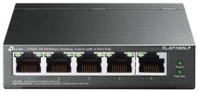 TP-LINK 5-Port 10/100Mbps Desktop Switch with 4-Port PoE, TL-SF1005LP, 5 *10/100Mbps RJ45 Ports,  AUTO Negotiation/AUTO MDI/MDIX, Standard: 802.3 af compliant, External Power Adapter(Output: 53.5 V DC / 0.81 A), Capacity: 1Gbps, Fanless.