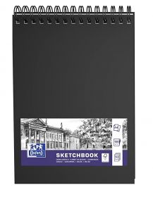 Caiet pentru schite, OXFORD Sketchbook, A4, 96 file-100g/mp, coperta carton rigida - negru
