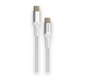 Cablu date GRIXX - USB-C to USB-C, impletit, lungime 2m - alb