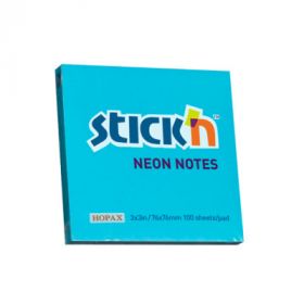 Notes autoadeziv 76 x  76 mm, 100 file, Stick'n - albastru neon