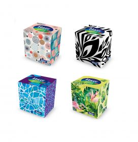 Servetele cosmetice, 3 straturi, 60 buc/cutie, VELVET Style-Cube - albe