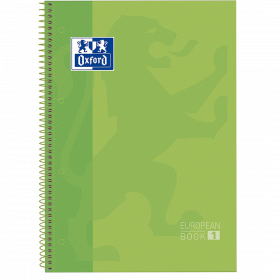 Caiet cu spirala, OXFORD Europeanbook 1, A4+, 80 file-90g/mp, hardcover verde, Scribzee-dictando
