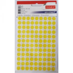 Etichete autoadezive color, D10 mm, 540 buc/set, TANEX - galben