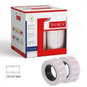 Etichete de pret, 21 x 12 mm, adeziv permanent, 800buc/rola, 6 role/set, TANEX - albe