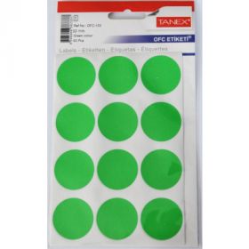 Etichete autoadezive color, D32 mm, 60 buc/set, TANEX - verde