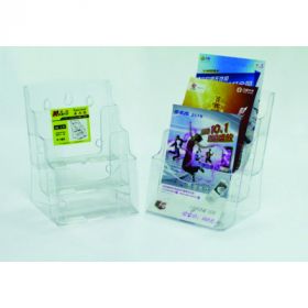 Display plastic pentru brosuri, de birou/perete, 3 x A5, KEJEA - transparent