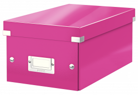 Cutie depozitare Leitz WOW Click & Store, carton laminat, pliabila, cu capac, 20x14x35 cm, roz