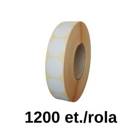 Rola etichete de plastic ZINTA rotunde 40x40mm, 1200 et./rola, alb lucios