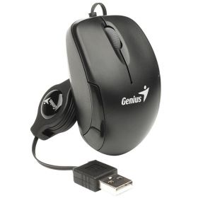 Mouse Genius cu fir, optic, Micro Traveler V2, 1200dpi, negru, cablu retractabil, 74mm lungime, USB