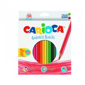 Creioane colorate CARIOCA, hexagonale, 24 culori/cutie