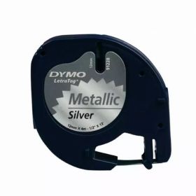 Banda Dymo Letratag DY91208 12mm, argintiu metalizat
