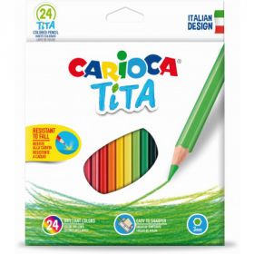 Creioane colorate CARIOCA Tita, hexagonale, flexibile, 24 culori/cutie