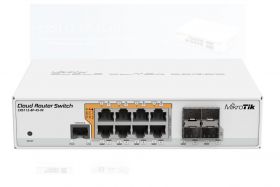 MikroTik Cloud Router Switch 112-8P-4S-IN with QCA8511 400Mhz CPU, 128MBRAM, 8xGigabit LAN