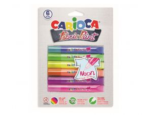 Vopsea pentru textile, rezistanta la spalare, 6 culori/blister, CARIOCA Fabric Paint - Neon
