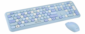 Kit tastatura + mouse Serioux Colourful 9920Blue, wireless 2.4GHz, US layout, multimedia