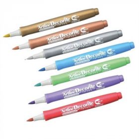 Marker ARTLINE Decorite, varf flexibil (tip pensula), 10 culori metalizate/set + 1 folie magnetica neagra