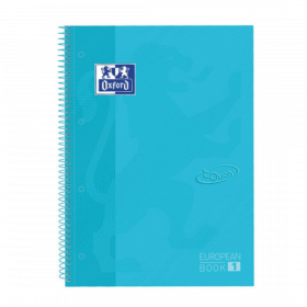 Caiet cu spirala, OXFORD Europeanbook 1, A4+, 80 file-90g/mp, hardcover bleu pastel, Scribzee-dictan