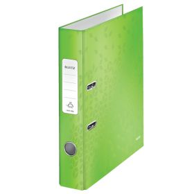 Biblioraft Leitz 180 WOW, carton laminat, partial reciclat, FSC, A4, 52 mm, verde