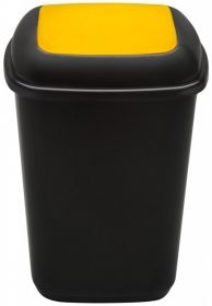 Cos plastic reciclare selectiva, capacitate 90l, PLAFOR Quatro - negru cu capac galben - plastic
