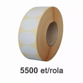 Role etichete termice ZINTA ovale 75x50mm, Top Thermal, 5500 et./rola