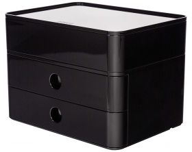 Suport cu 2 sertare + cutie ustensile HAN Allison Smart Box Plus - negru jet