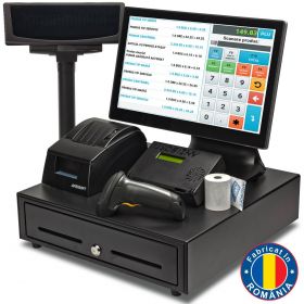 AnziSoft POS R314 MAX cu monitor, imprimanta termica, afisaj client, cititor coduri de bare, sertar de bani