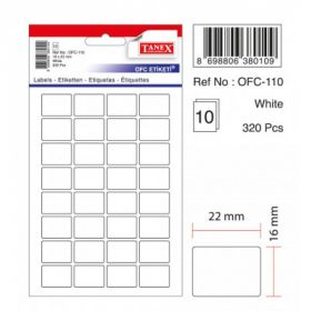 Etichete autoadezive albe, 16 x 22 mm, 320 buc/set, TANEX