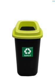 Cos plastic reciclare selectiva, capacitate 90l, PLAFOR Sort - negru cu capac verde - sticla