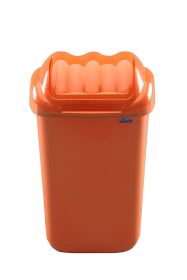 Cos plastic cu capac batant, pentru reciclare selectiva, capacitate 50l, PLAFOR Fala - portocaliu