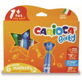 Carioca super lavabila, varf rotunjit special,  6 culori/cutie, CARIOCA Baby Teddy 1+