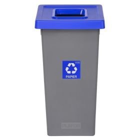 Cos plastic reciclare selectiva, capacitate 53l, PLAFOR Fit - gri cu capac albastru - hartie