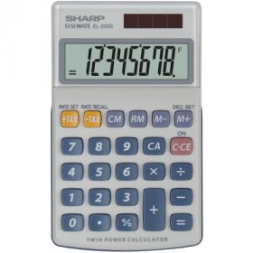 Calculator de buzunar,  8 digits, 116 x 71 x 17 mm, dual power, capac plastic, SHARP EL-250S - gri