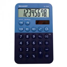 Calculator de birou,  8 digits, 120 x 76 x 23 mm, dual power, SHARP EL-760RBBL -albastru/bleumarin