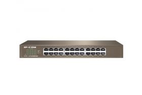 IP-COM 24-Port Gigabit Ethernet Switch, G1024D; Standard and Protocol: IEEE 802.3、IEEE 802.3u、IEEE 802.3x、IEEE 802.3ab; 24*10/100/1000Mbps auto-negotiation RJ 45 ports  (Auto MDI/MDIX), Forwarding Speed: 10Mbps : 14880pps, 100Mbps : 148800pps, 1000M