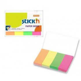Stick index hartie color 50 x 20 mm, 4 x 50 file/set, Stick'n - 4 culori neon