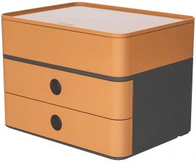 Suport cu 2 sertare + cutie ustensile HAN Allison Smart Box Plus - maro caramel