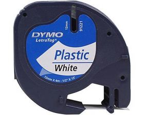 Banda Dymo Letratag DY91221 12mm, plastic alb