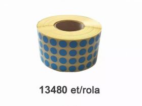 Role etichete semilucioase ZINTA rotunde, albastre, 10mm, 13.480 et./rola