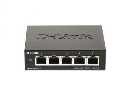 Switch D-Link DGS-1100-05V2, 5 porturi Gigabit, Capacity 10Gbps, 8K MAC, Desktop, Easy Smart, fanless, metal.
