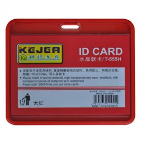 Buzunar PVC, pentru ID carduri,  105 x 74mm, orizontal, 5 buc/set, KEJEA - rosu