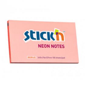 Notes autoadeziv 76 x 127 mm, 100 file, Stick'n - corai neon