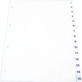 Index plastic gri, numeric 1-15, A4, 120 microni, Optima