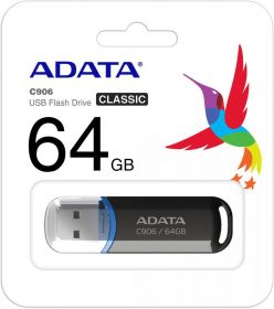 USB Flash Drive ADATA 64Gb, C906, USB2.0, Negru