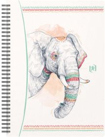 Caiet cu spirala, OXFORD Boho Spirit, A5, 60 file-90g/mp, Scribzee, coperta carton elephant-dictando