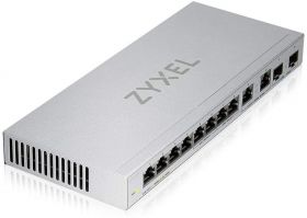 Zyxel, XGS1010-12 12PORT GBE unmanaged switch, 2-Port 2.5G and 2-Port 10G SFP+, Switching capacity: 66 Gbps, 8 x RJ-45 10/100/1000 Mbps Ethernet port, 2 x RJ-45 100/1000/2500 Mbps Ethernet port, 2 x SFP+.