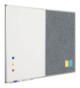 Tabla combi (whiteboard / textil Camira gri inchis ) 60 x 90 cm, profil aluminiu SL, SMIT